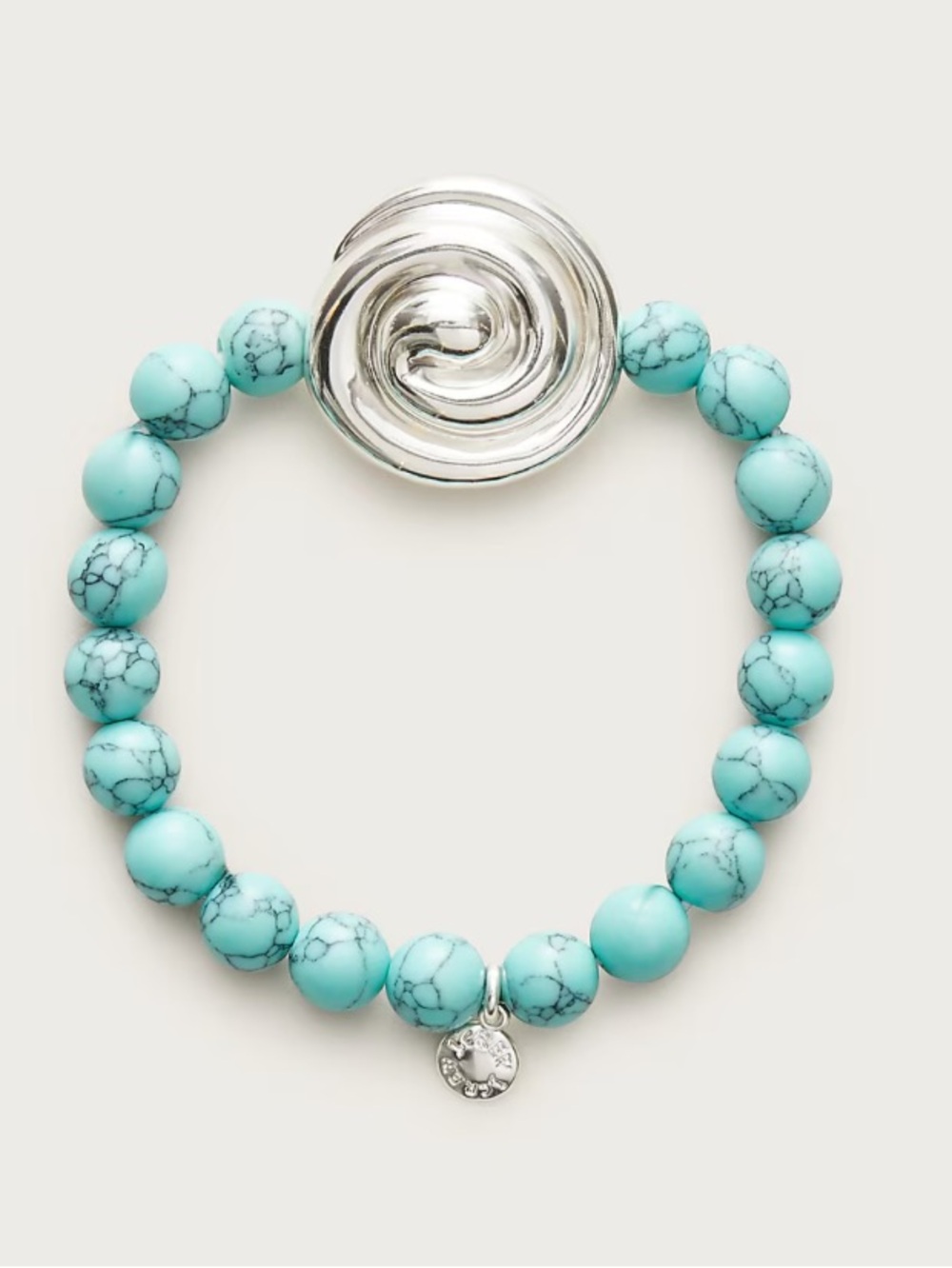 J CREW TURQUOISE BEADED SILVER SWIRL BRACELET NWT